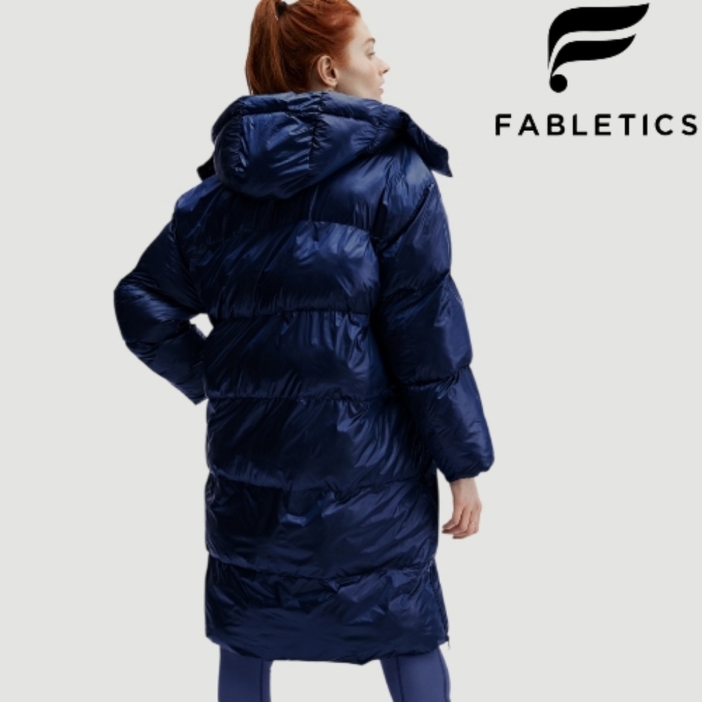 Fabletics Adeline Shine Oversize Long Puffer Deep Cobalt Blue NWT XS - Picture 12 of 14